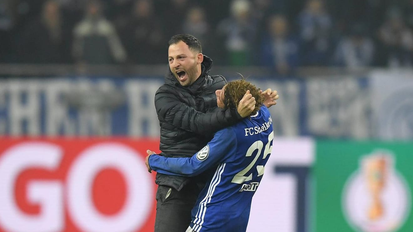 Emotionen pur: Domenico Tedeco (l.) feiert mit Armine Harit den Einzug ins Pokal-Viertelfinale.