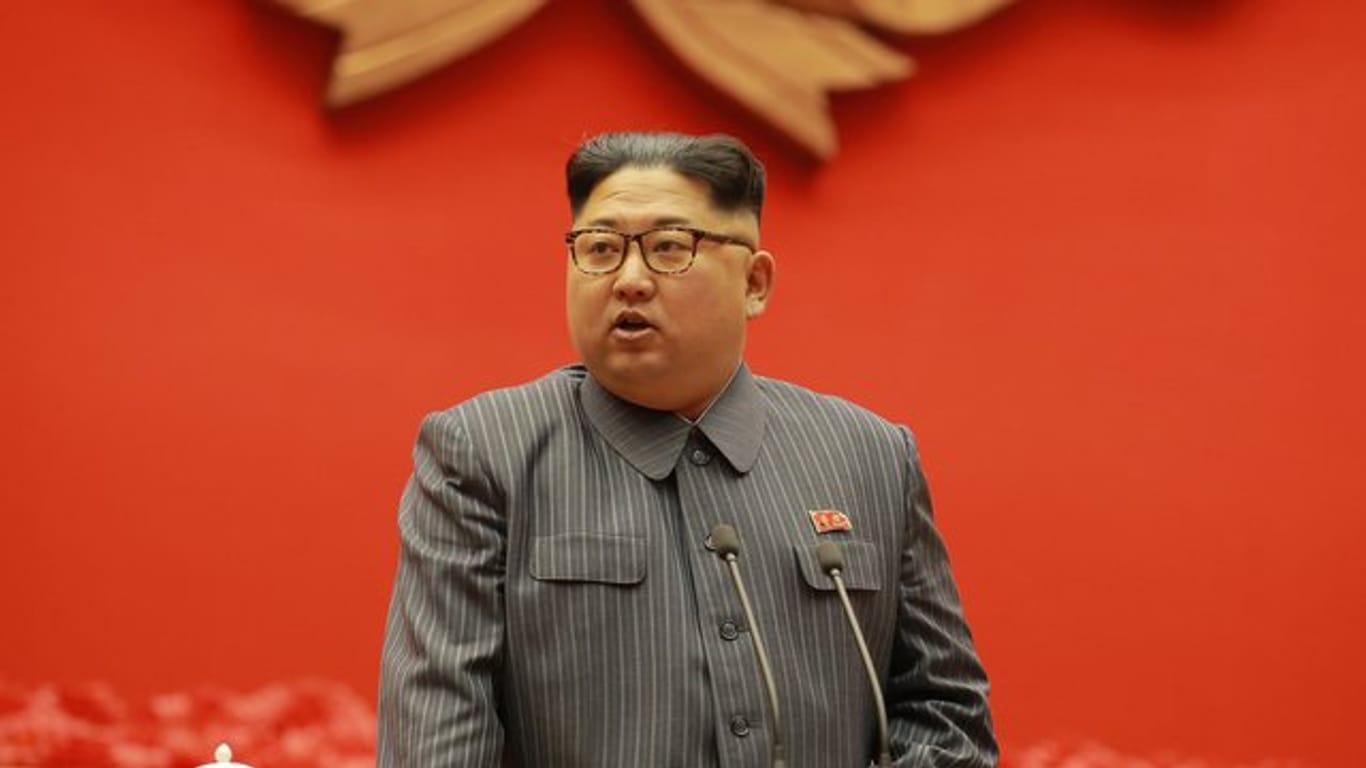 Der nordkoreanische Machthaber Kim Jong Un bei einer Parteiveranstaltung in Pjöngjang.