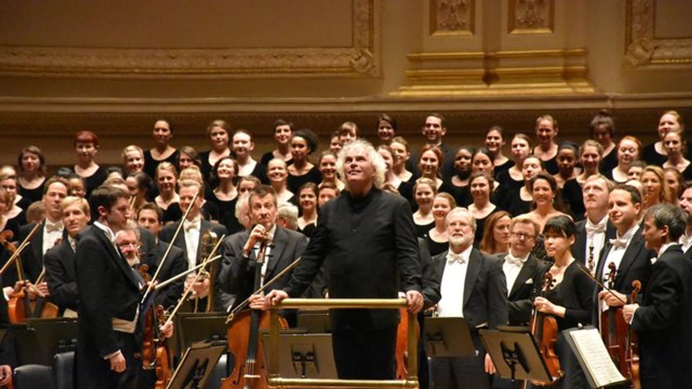 Simon Rattle 2015 am Pult der New Yorker Carnegie Hall.