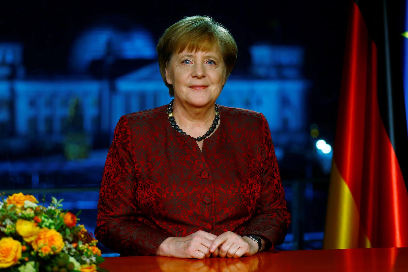 Angela Merkel bei der Aufzeichnung ihrer Neujahrsansprache: Die Kanzlerin wünscht sich wieder mehr Gemeinsamkeit in der Gesellschaft.