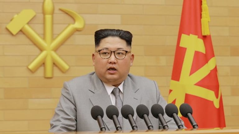 Nordkoreas Machthaber Kim Jong Un bei seiner Neujahrsansprache.