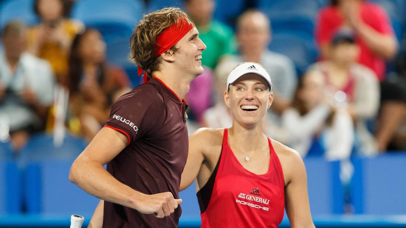 Strahlende Sieger: Angelique Kerber und Alexander Zverev (l.).