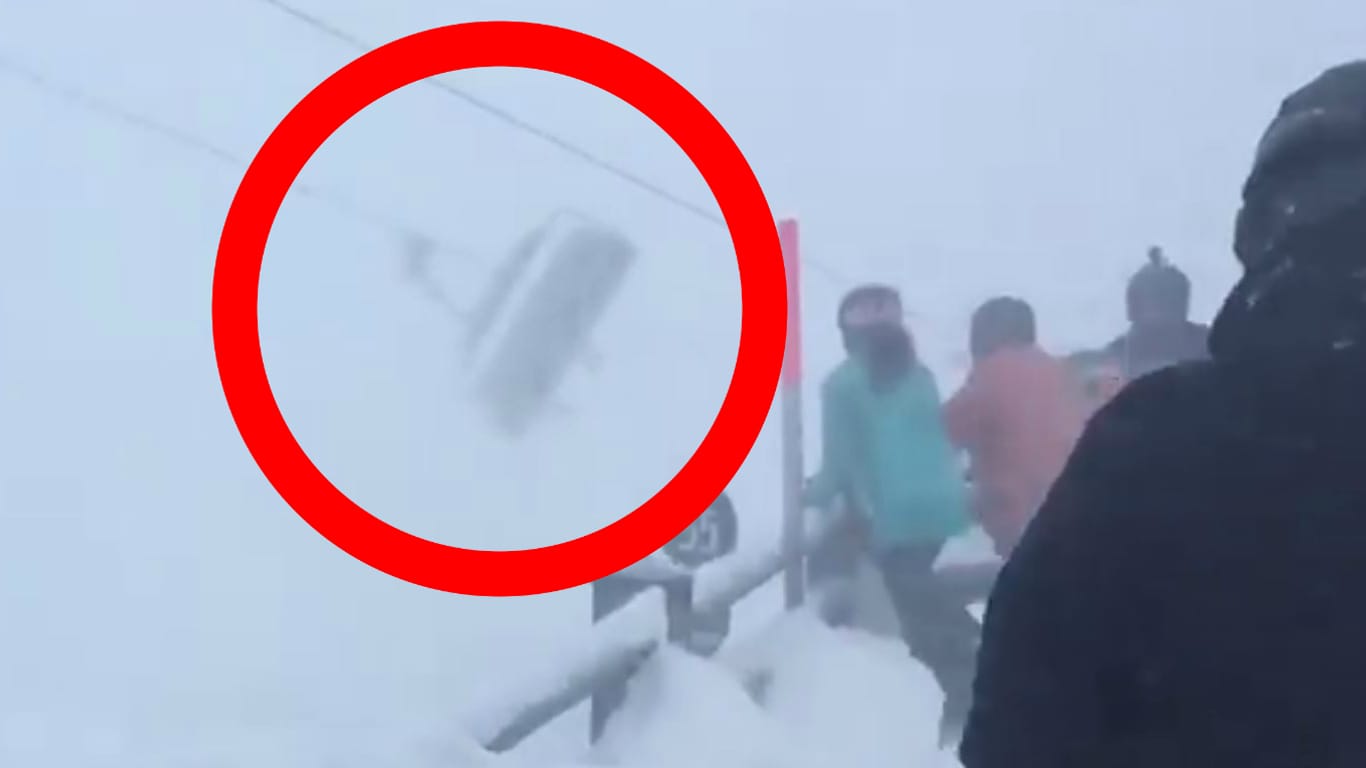 Fast waagerecht in der Luft: Skifahrer wurden an einem Sessellift im Skigebiet Silvretta-Montafon heftig durchgeschaukelt.