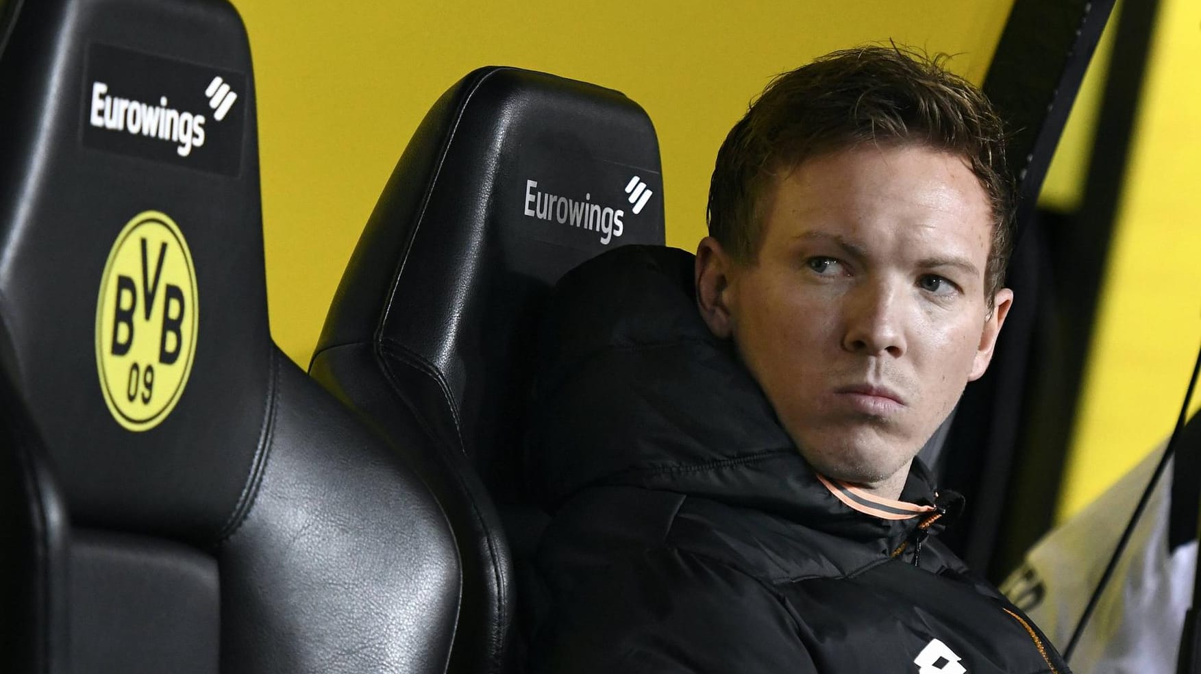 Noch sitzt der Hoffenheim-Trainer auf der Gästebank in Dortmund: Julian Nagelsmann wird immer wieder mit dem BVB in Verbindung gebracht,