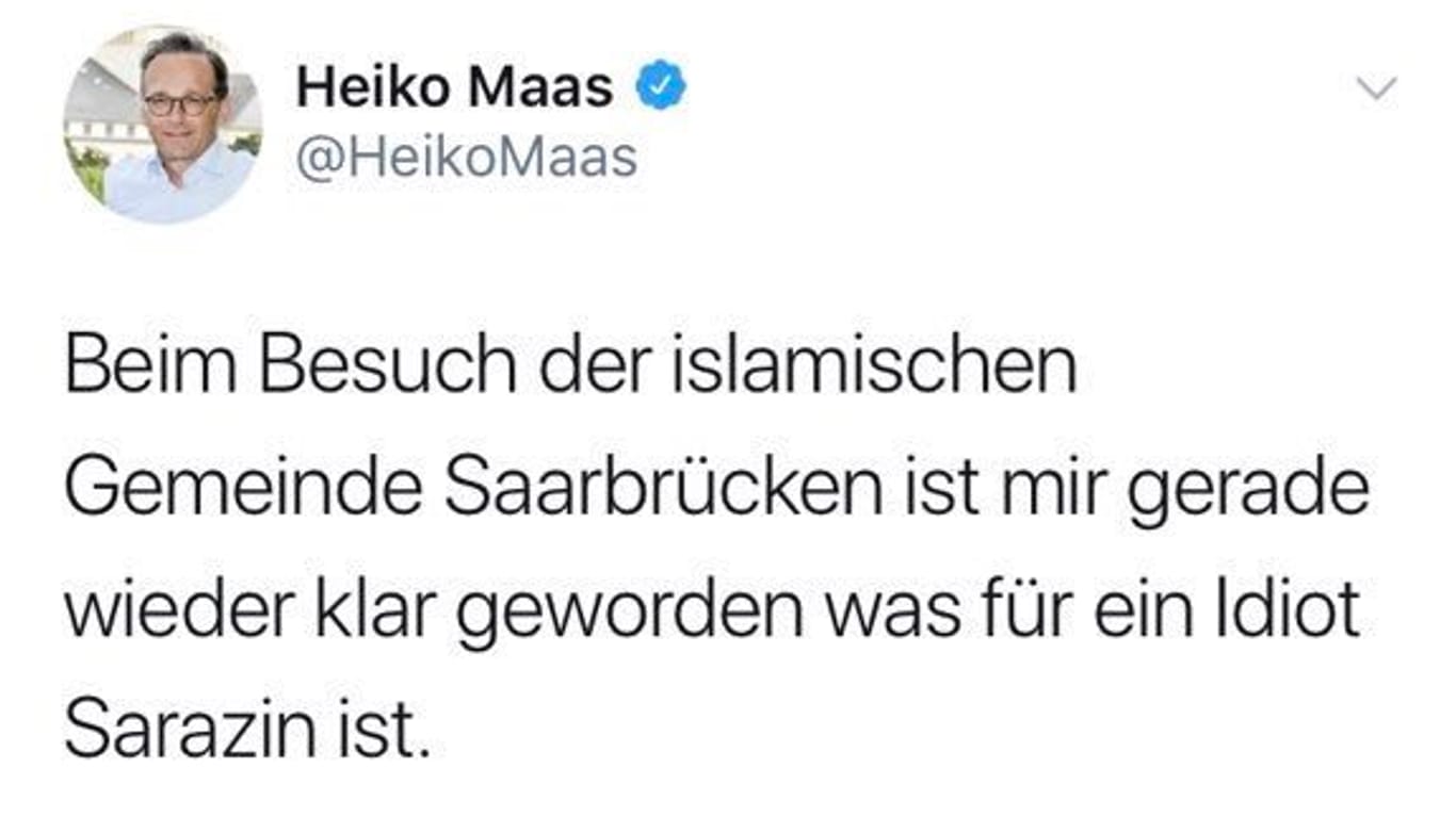Ein Fall von "Hatespeech"? Diesen inzwischen gelöschten Tweet setzte Heiko Maas am 26. November 2010 ab.