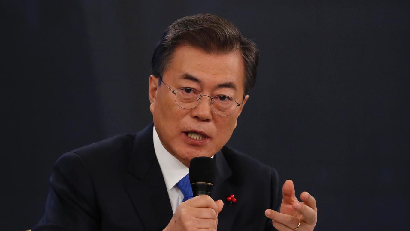 Südkoreas Präsident Moon Jae In: Der Politiker ist zu einem Treffen mit Kim Jong Un bereit.