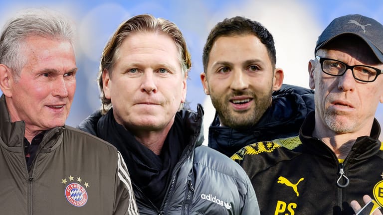 Gesichter der Bundesliga-Hinrunde: Heynckes, Gisdol, Tedesco und Stöger (v.l.)