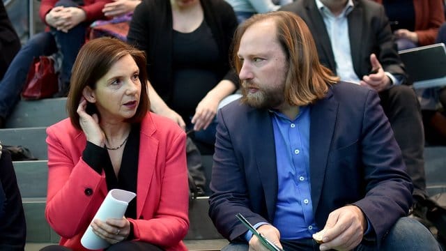 Die Grünen-Fraktionsvorsitzenden im Bundestag, Katrin Göring-Eckardt und Anton Hofreiter, im Marie-Elisabeth-Lüders-Haus in Berlin. Die Grünen-Fraktionsvorsitzenden im Bundestag, Katrin Göring-Eckardt und Anton Hofreiter, im Marie-Elisabeth-Lüders-Haus in Berlin.