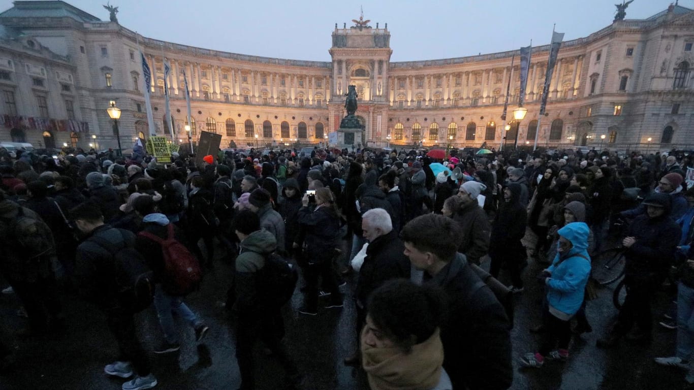 Demonstranten in Wien: "Unser Land wird nicht von Faschisten erobert werden", rief ein Aktivist.