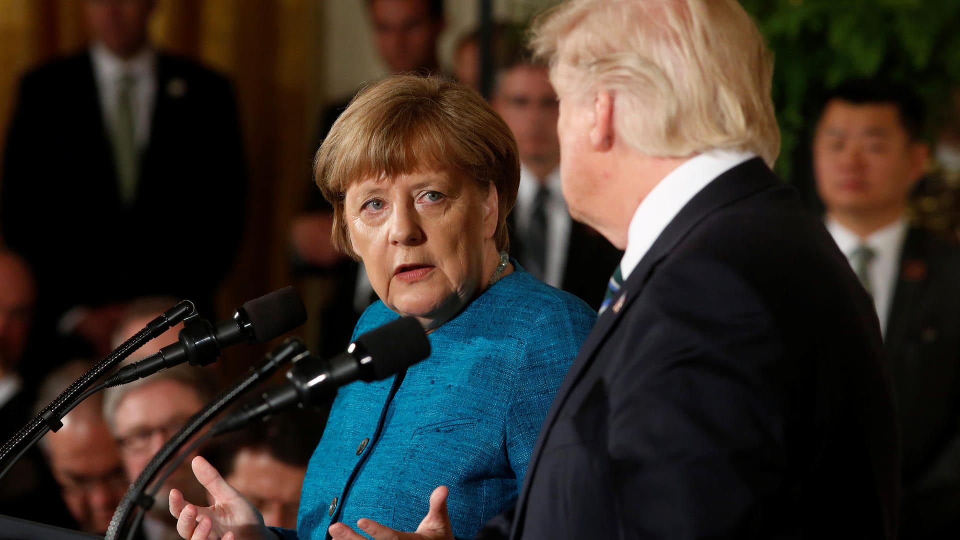 Angela Merkel und Donald Trump: In Davos könnte ihre Sichtweisen auf die Welt öffentlich kollidieren.