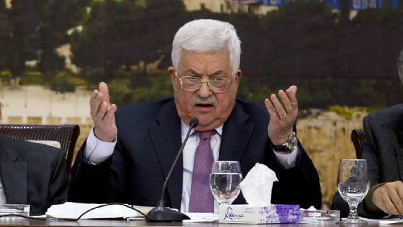Palästinenserpräsident Mahmud Abbas während eines Treffens des PLO-Zentralrats