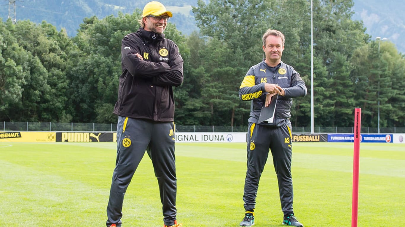 Drei Jahre lang war Andreas Schlumberger (r.) unter Jürgen Klopp Fitnesstrainer bei Borussia Dortmund.
