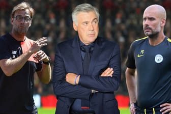 Unterschiedliche Trainer, unterschiedliche Traininsgformen: Jürgen Klopp, Carlo Ancelotti und Pep Guardiola (v.l.n.r.) setzen in ihren Vorbereitungen unterschiedliche Schwerpunkte.