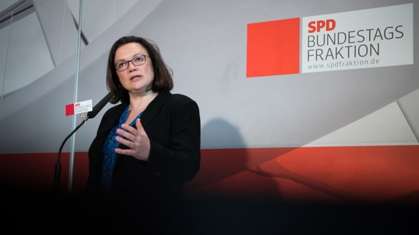 Wirft den GroKo-Gegnern vor, es mit den Fakten nicht so genau zu nehmen: SPD-Fraktionschefin Andrea Nahles.