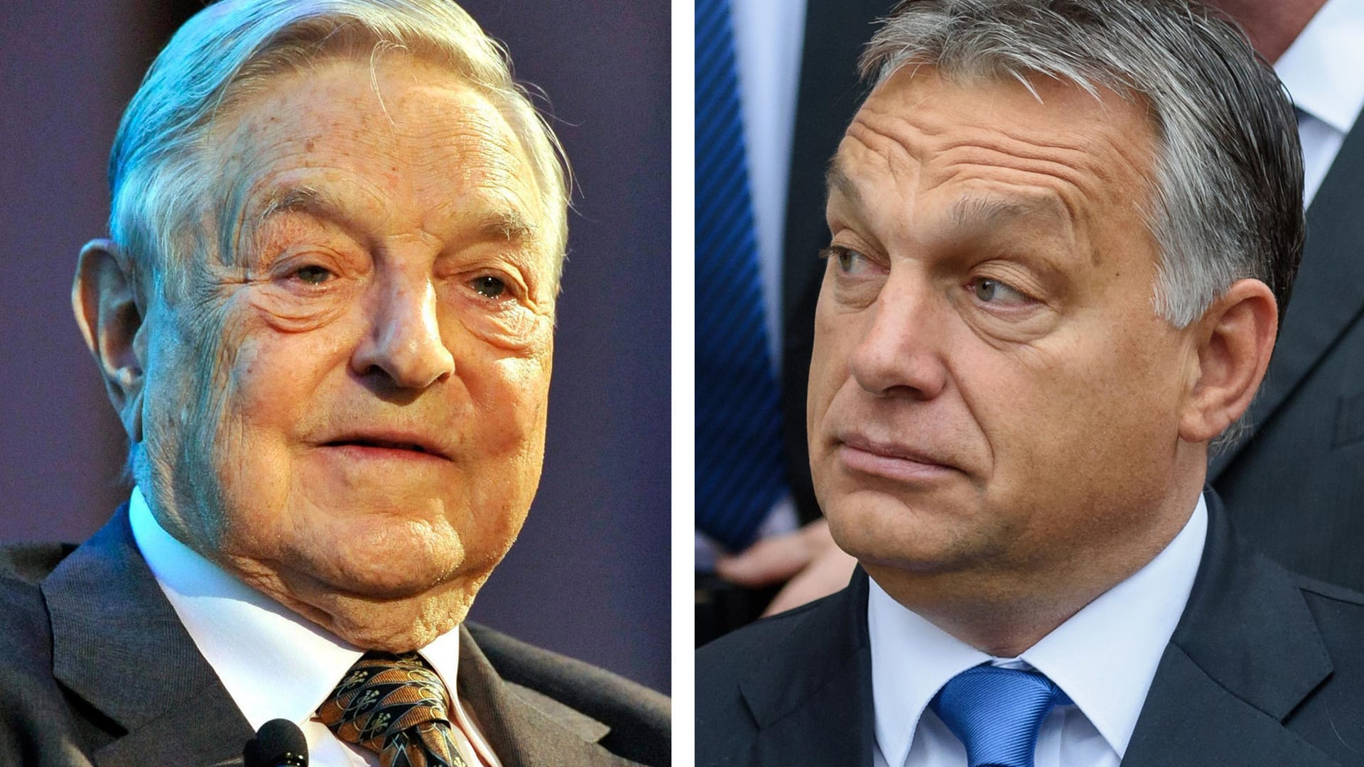 US-Milliardär George Soros (l.), Viktor Orban: Soros steht im Mittelpunkt von Verschwörungstheorien, die Ungarns Regierung verbreitet.