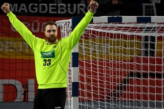 DHB-Keeper Andreas Wolff jubelt im Spiel gegen Tschechien.