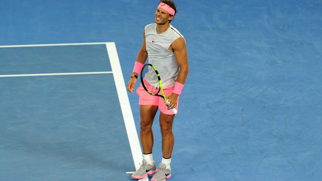 Rafael Nadal mit schmerzverzerrtem Gesicht: Der Spanier musste gegen Marian Cilic aufgeben.