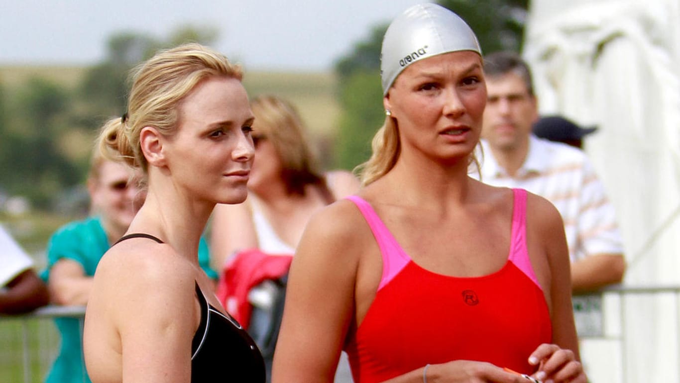 Fürstin Charlène und Franziska van Almsick kennen sich aus ihrer Zeit als Profischwimmerinnen.