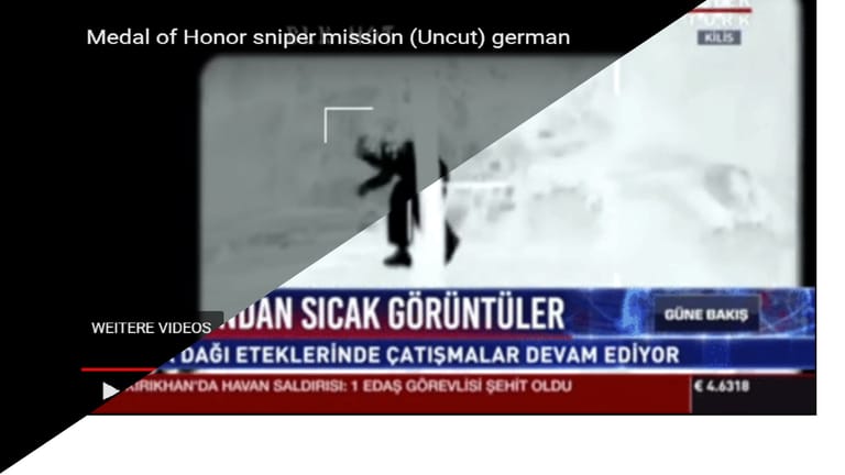 Kein Ruhmesblatt: Ein vermeintlicher YPG-Kämpfer in einem Video türkischer Medien ist ein Taliban aus dem Computerspiel "Medal of Honor".