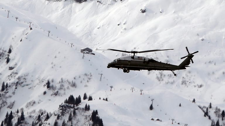 Marine One im Landeanflug: Donald Trump traf am Freitag in der Schweiz ein.