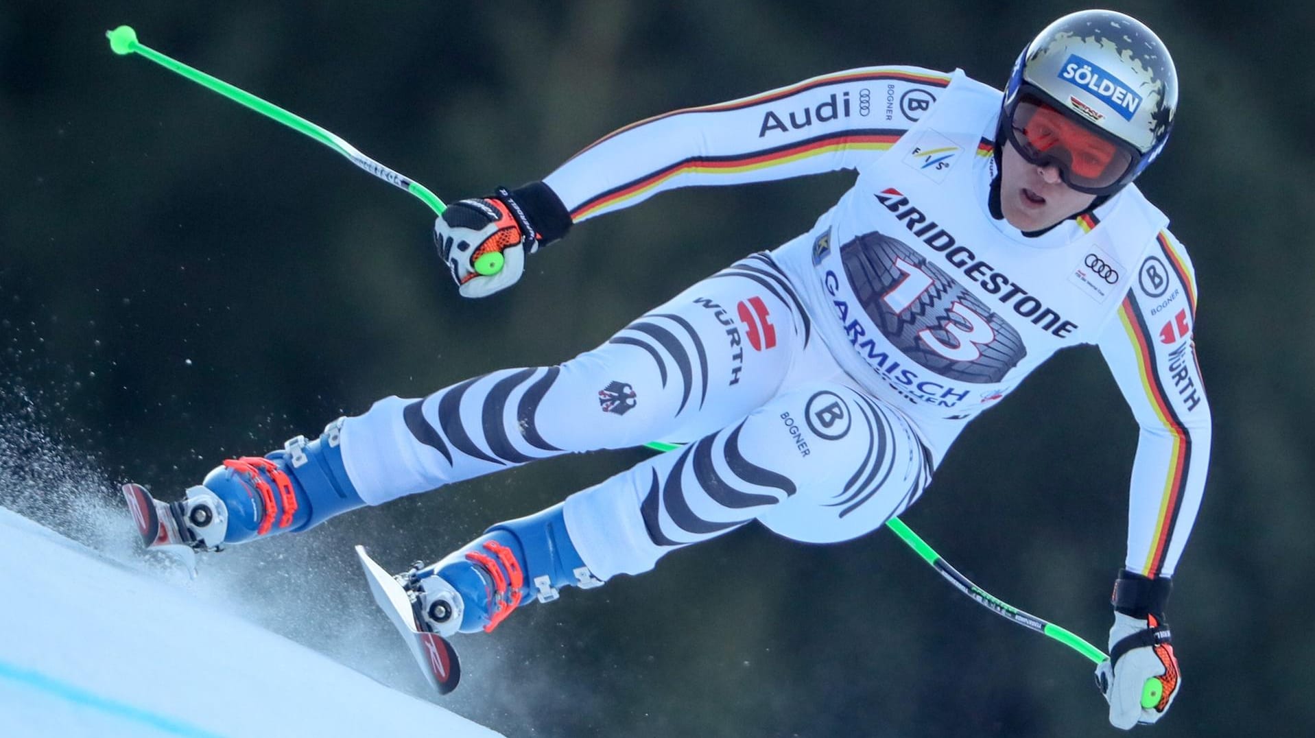 Dynamisch: Thomas Dreßen bei der Weltcup-Abfahrt der Kandahar in Garmisch-Partenkirchen.