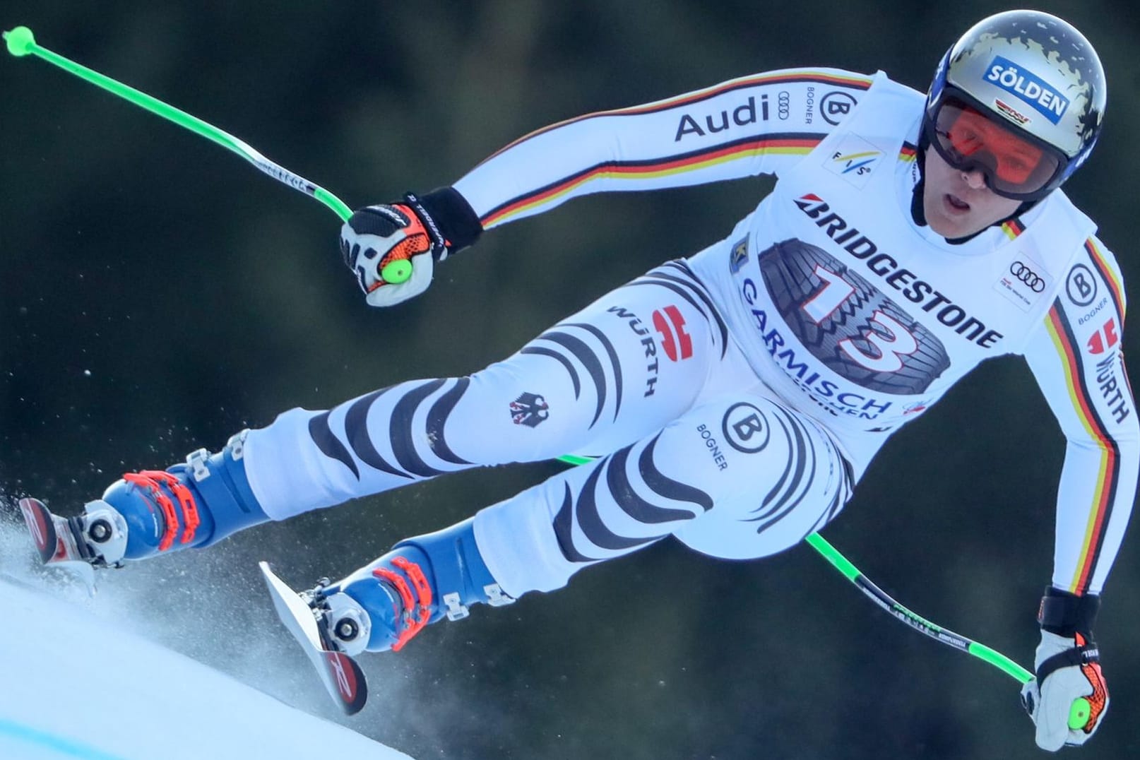 Dynamisch: Thomas Dreßen bei der Weltcup-Abfahrt der Kandahar in Garmisch-Partenkirchen.