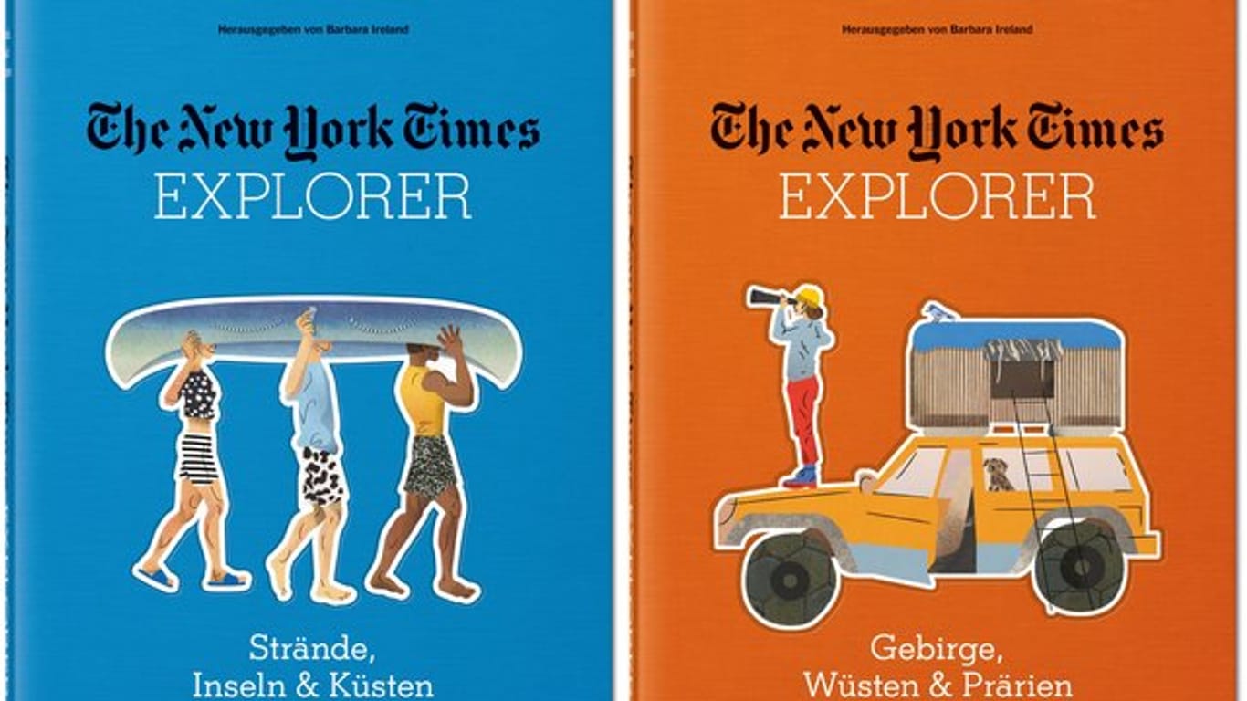 Die Cover der Bücher aus der "New York Times Explorer"-Rubrik "Strände, Inseln & Küsten" (l) und "Gebirge, Wüsten & Prärien".
