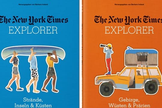 Die Cover der Bücher aus der "New York Times Explorer"-Rubrik "Strände, Inseln & Küsten" (l) und "Gebirge, Wüsten & Prärien".