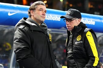 Manager Michael Zorc und Trainer Peter Stöger: Die Stimmung beim BVB ist vor dem Spiel gegen Köln angespannt.