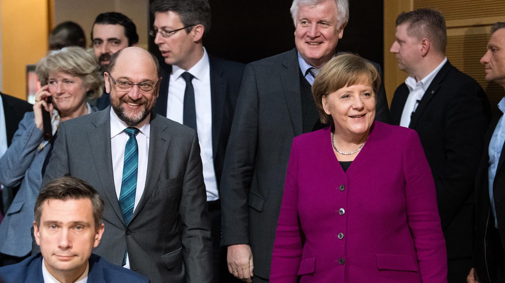 Die Parteichefs Schulz, Seehofer und Merkel: In vielen Punkten haben sich SPD und Union schon geeinigt – in anderen knirscht es noch.