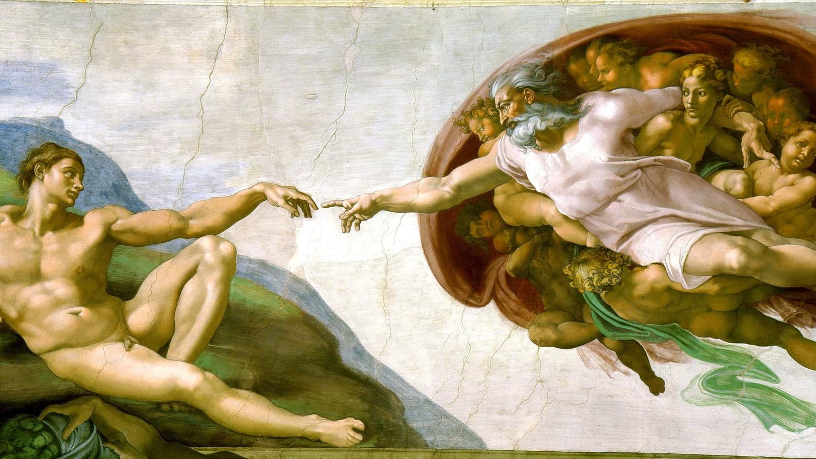 Das Fresko "Die Erschaffung Adams" von Michelangelo: Auch hier wird Gott (r.) als Mann dargestellt.