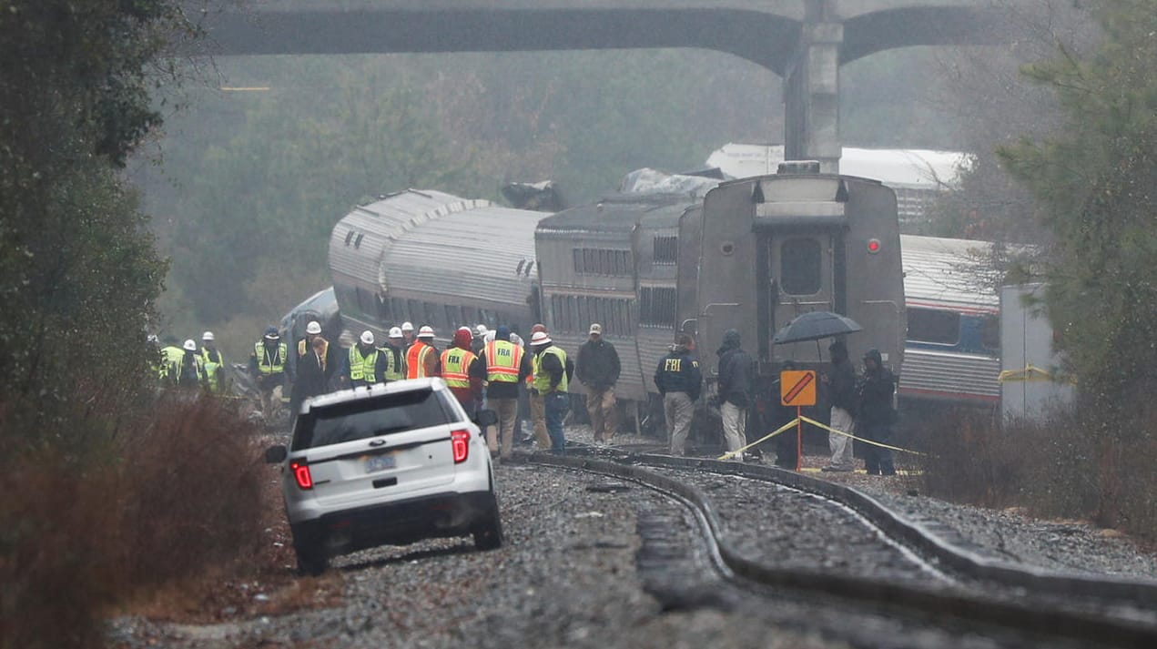 Emergency responders are at the scene after an Amtrak passenger train collided with a freight train and derailed in Cayce, South Carolina