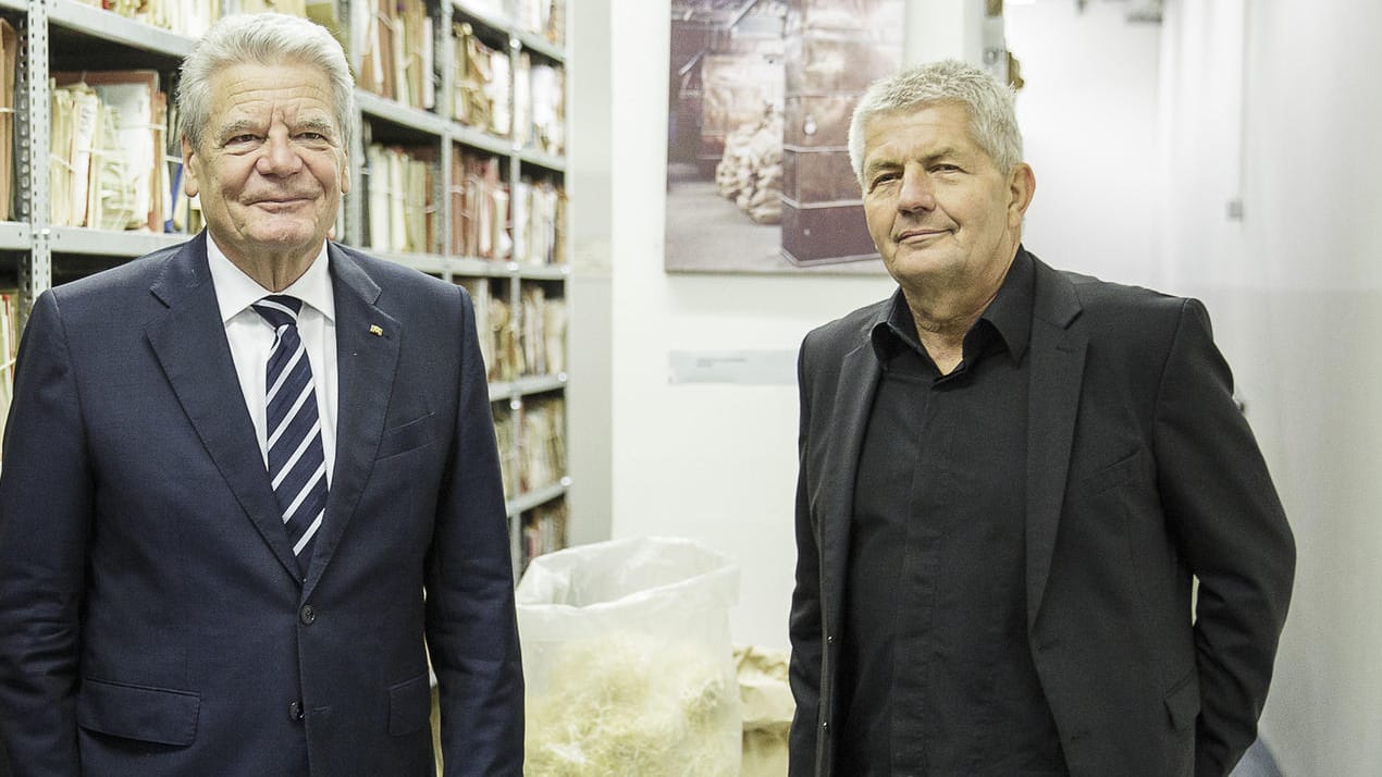 Der ehemalige Bundespräsident Joachim Gauck und Roland Jahn: Gauck war der erste Leiter der Stasiunterlagenbehörde.