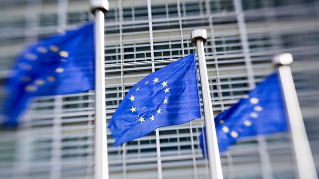 EU-Fahnen in Brüssel. EU-Fahnen in Brüssel.