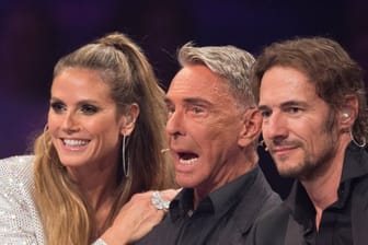 Moderatorin Heidi Klum (l-r), Wolfgang Joop und Thomas Hayo beim Finale der zwölften Staffel von "Germany's next Topmodel".