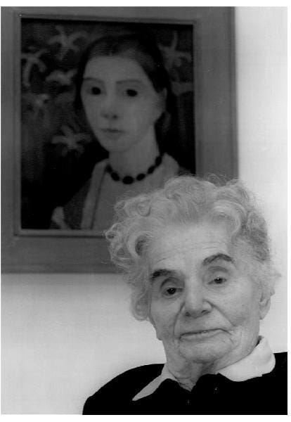 Tille Modersohn vor einem Gemälde ihrer Mutter: Die Kunstsammlung von Paula Modersohn-Becker wird in Bremen ausgestellt.