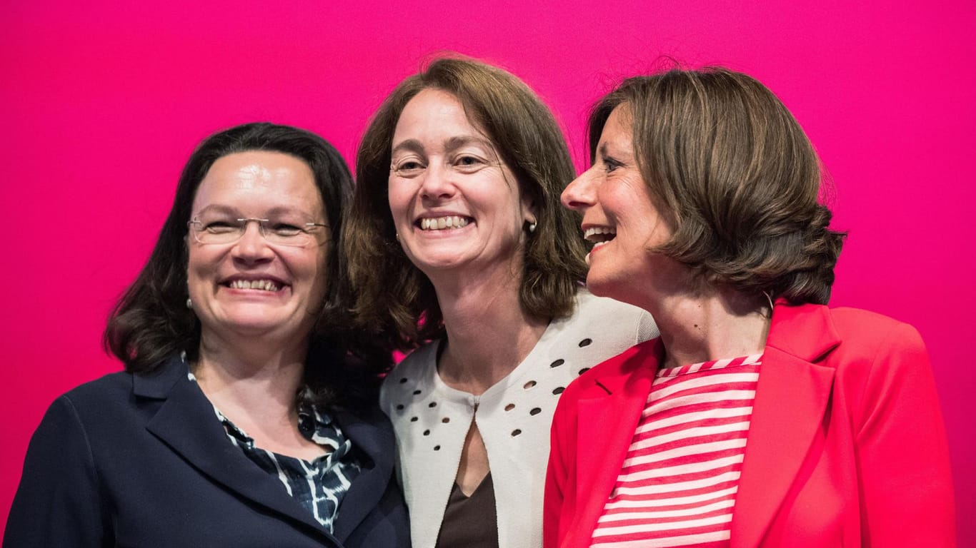 Führungstrio: Drei Frauen aus Rheinland-Pfalz prägen nun die SPD. Die designierte Vorsitzende Andrea Nahles, die designierte Familienministerin Katharina Barley und die Mainzer Regierungschefin Malu Dreyer.