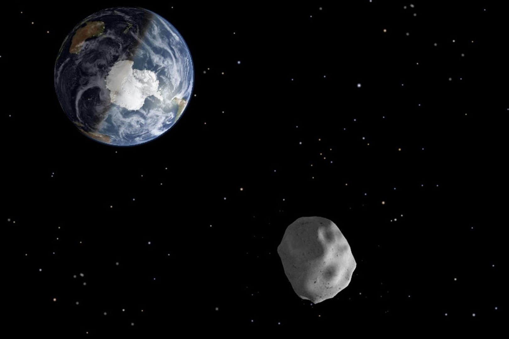 Die Illustration zeigt einen Asteroiden aus dem Jahr 2013, der nah an der Erde vorbeizieht: Am Freitag zog erneut ein Asteorid, "2018 CB", relativ nah an der Erde vorbei. (Illstration/Archivbild)