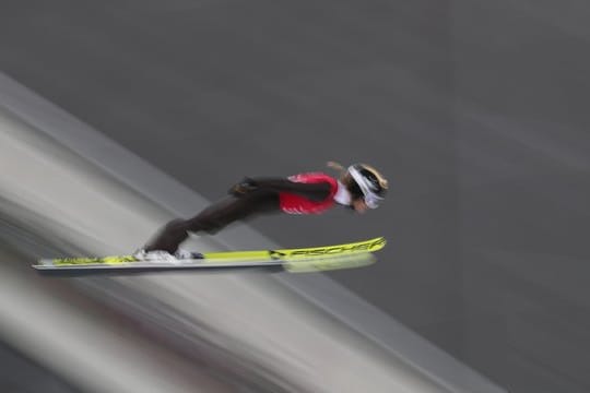 Katharina Althaus beim Training in Pyeongchang.