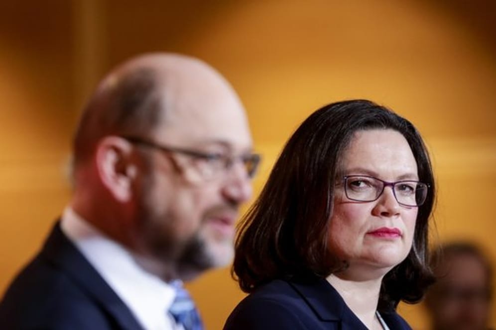 Martin Schulz und Andrea Nahles bei der Bekanntgabe des Wechsels an der Parteispitze.