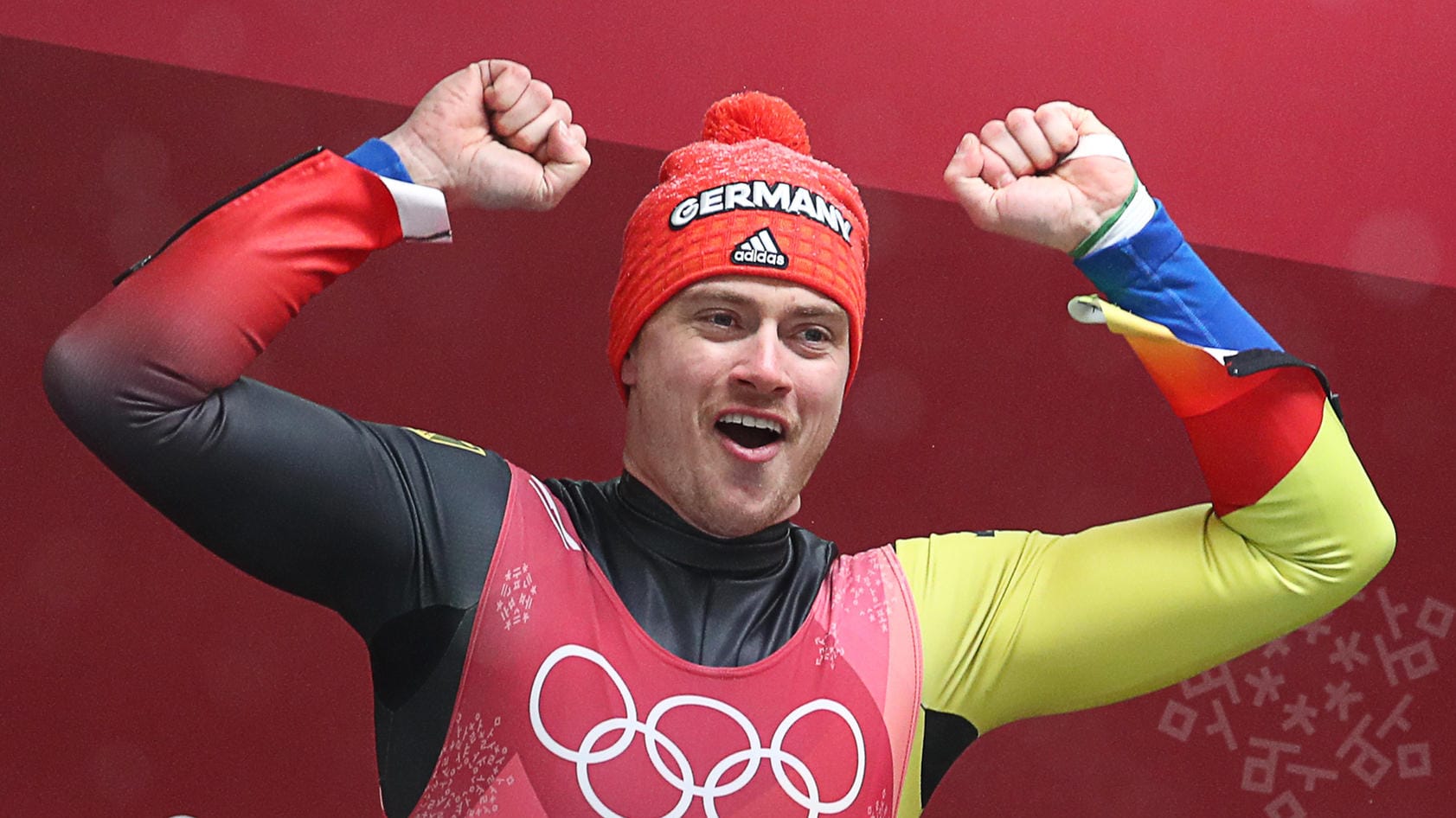 Johannes Ludwig: Der 31-Jährige jubelt bei der Flower Ceremony.