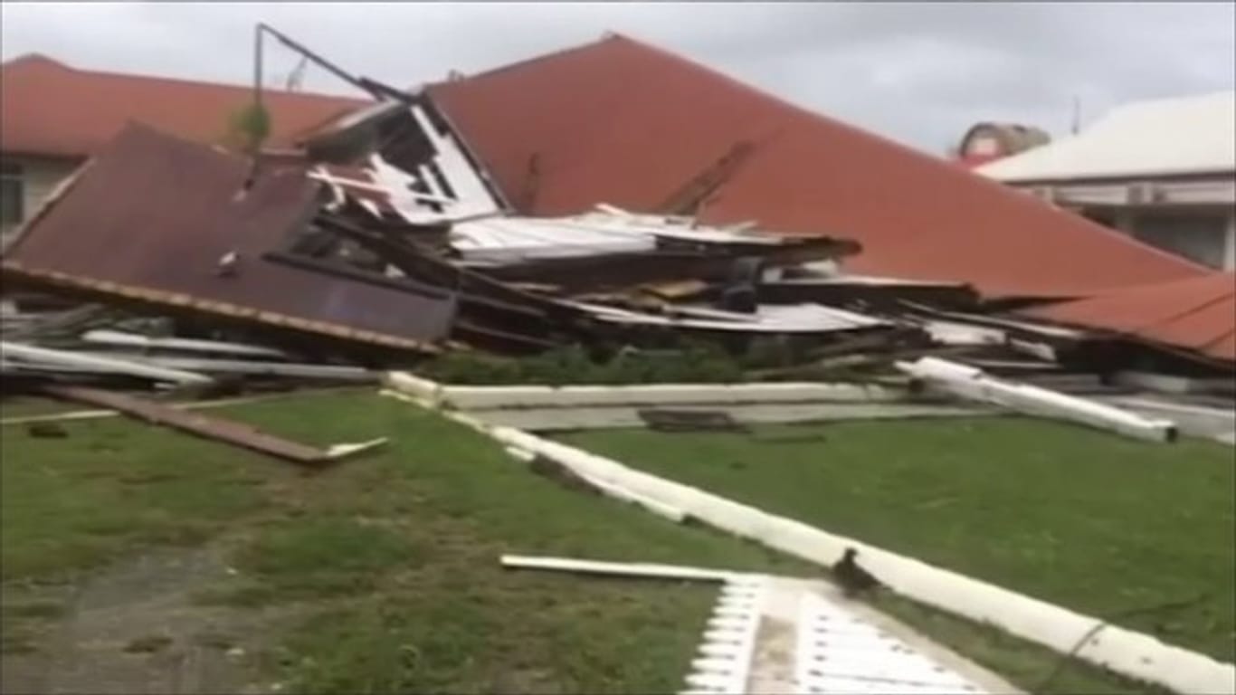 Ein durch Wirbelsturm "Gita" zerstörtes Haus auf der Pazifikinsel Tonga.