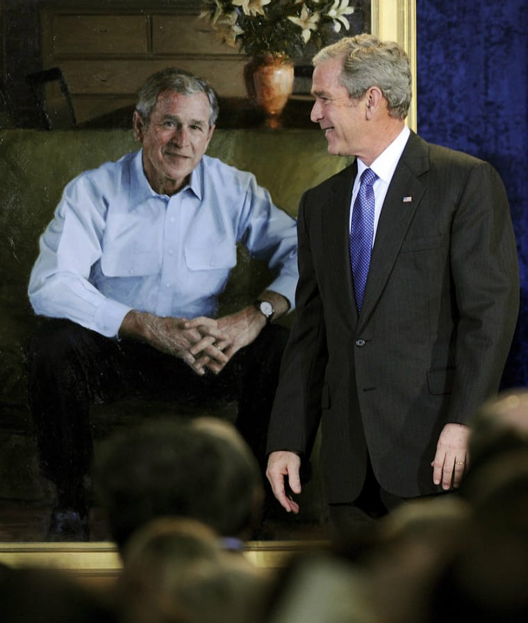 George W. Bush enthüllte sein Portrait im Jahr 2008 während der letzten Wochen im Weißen Haus. Er ließ es von Robert Anderson anfertigen, die beiden besuchten zusammen die Yale Universität.