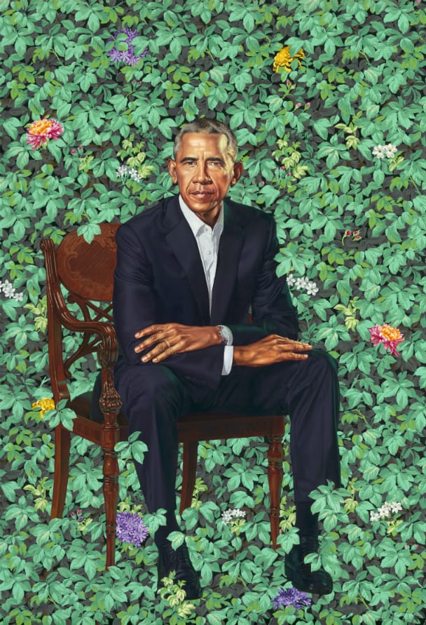 Offizielles Barack-Obama-Portrait, gemalt von Künstler Kehinde Wiley, 2018.