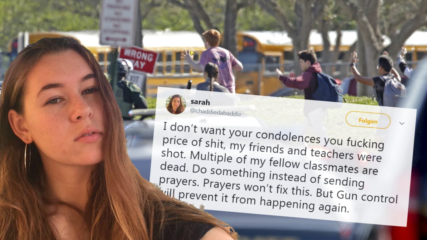 Protest geht viral: Sarah Chadwick will nach Amokläufen nicht mehr immer nur Gebete hören – und Trump entsprechend kommentiert.