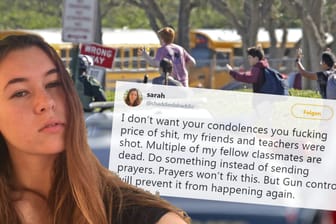 Protest geht viral: Sarah Chadwick will nach Amokläufen nicht mehr immer nur Gebete hören – und Trump entsprechend kommentiert.