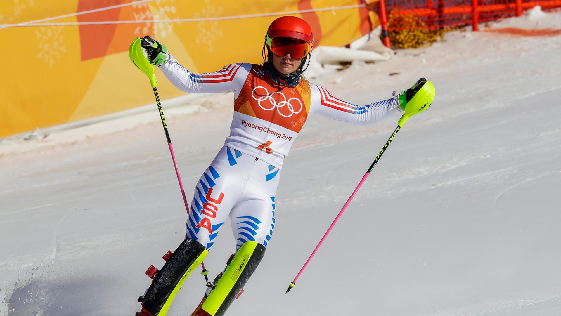 Mikaela Shiffrin reagiert auf ihre Zeit im Ziel: Der Amerikanerin blieb nur der vierte Platz. Mikaela Shiffrin reagiert auf ihre Zeit im Ziel: Der Amerikanerin blieb nur der vierte Platz.