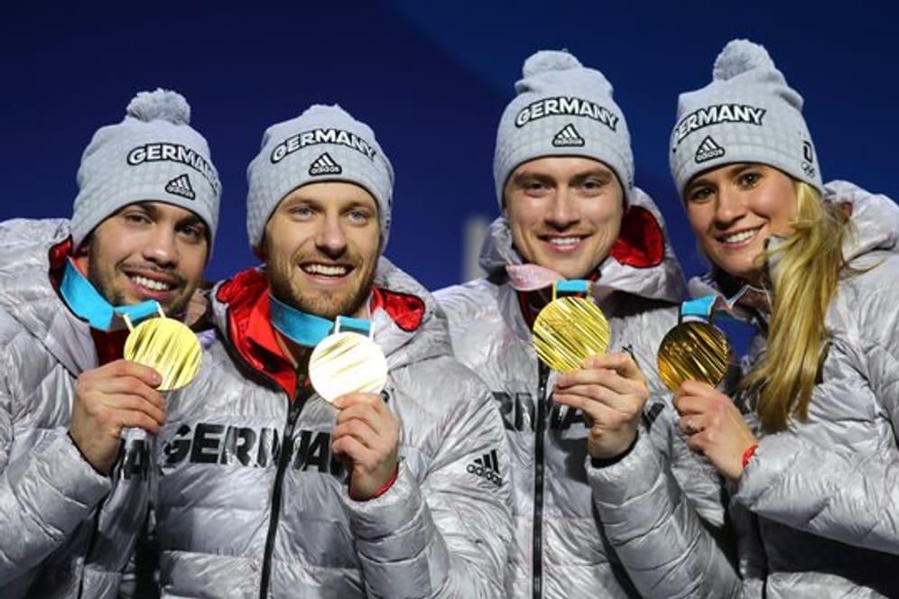 Die deutschen Rodler holten auch Gold im Team-Wettbewerb.