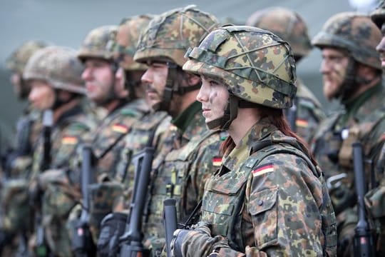 Bundeswehr-Soldaten auf dem Militärstützpunkt im litauischen Rukla.