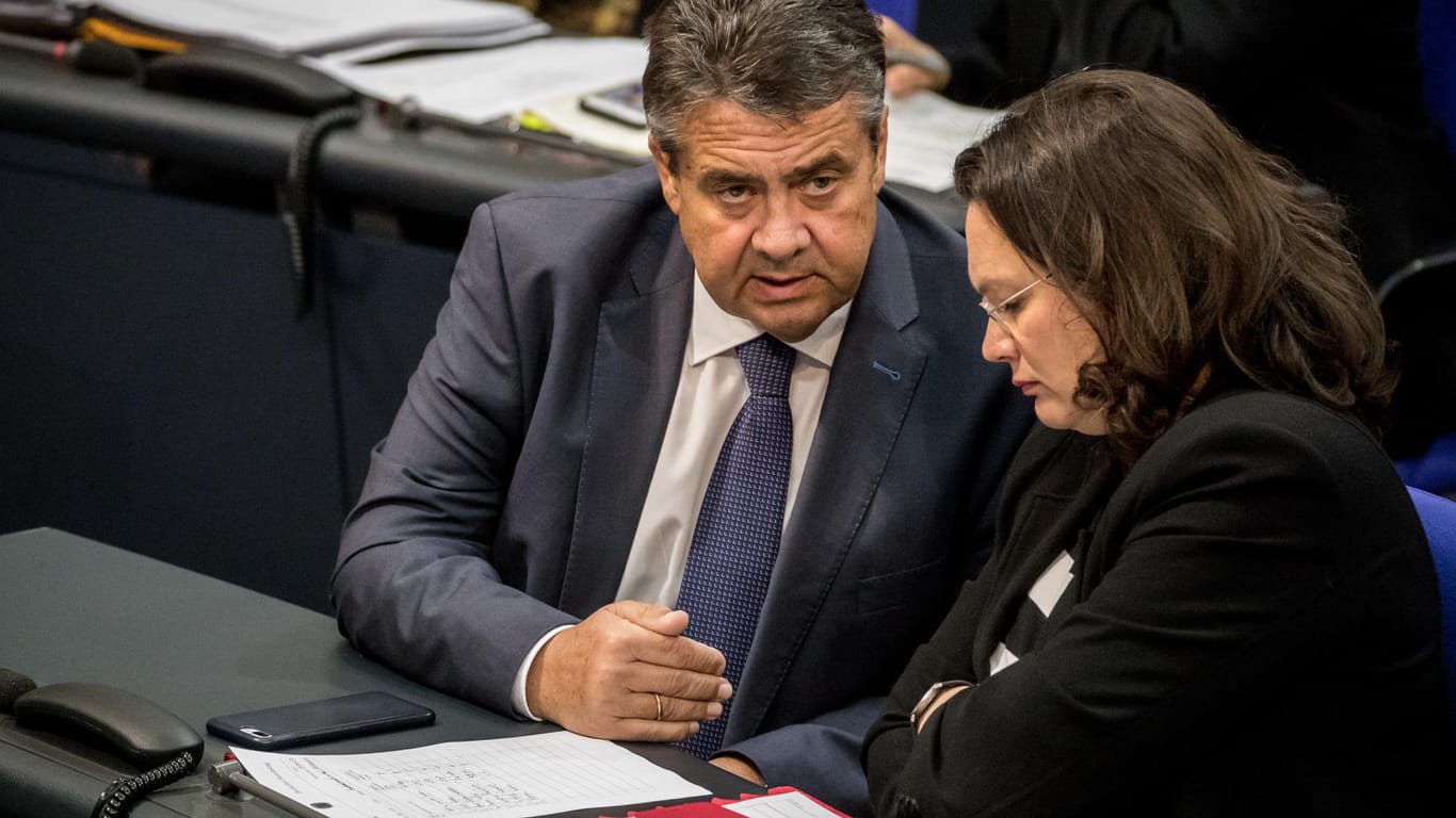 Der Zoff in der SPD geht weiter: Aufnahme von Außenminister Sigmar Gabriel und Andrea Nahles bei einer Plenarsitzung im November 2017.